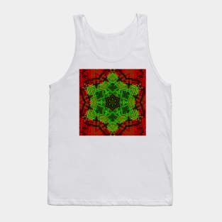 Weave Mandala Flower Green and Red Tank Top